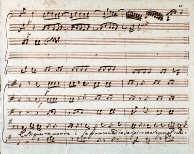 Side med partitur af Extinguish I would like air in Griselda opera af Antonio Vivaldi af Unknown artist
