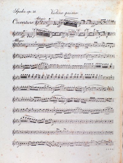 Side med partitur til ouverturen af Alruna af Louis Spohr af Unknown artist