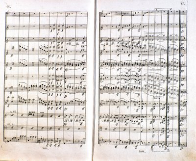 Side af den første tyske udgave af partituret til Symphony n. 1 i C-dur af den tyske komponist Ludwig van Beethoven (1770-1827) (1799-1800). Bonn af Unknown artist