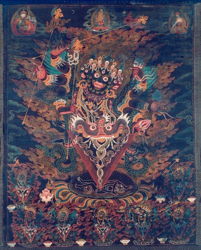 Bemalet banner (thangka) med Guru Dragpur, en vredladen form af Padmasambhava af Unknown artist