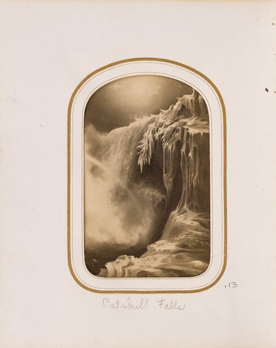 [Maleri af et frossent vandfald] af Unknown artist