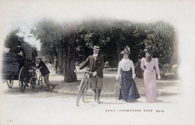 Paris, promenade sous bois - postkort, slutningen af det 19. århundrede af Unknown artist