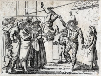Fest i landsbyen: spil og forklædninger. Gravering sidst i 1700-tallet. Privat samling. af Unknown artist