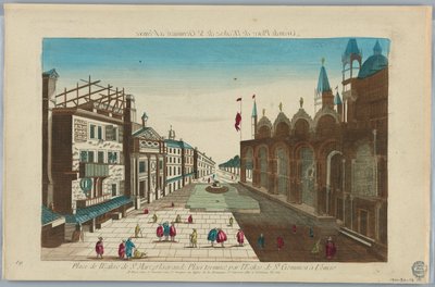 Peep-show, Markus-kirkens plads og den store plads afsluttet af St. Geminian-kirken i Venedig af Unknown artist