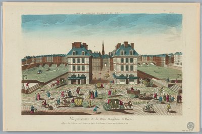 Peep-show, perspektivisk udsigt over Place Dauphine i Paris, nr. 71 af Unknown artist