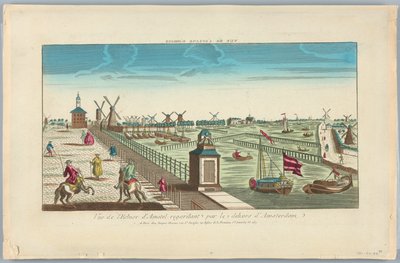 Peep-show, udsigt over Amstel-slusen, der kigger uden for Amsterdam af Unknown artist