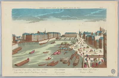 Peep-show, optisk visning, der repræsenterer Pont Marie og Pont Rouge i Paris, nr. 66 af Unknown artist