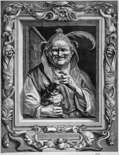Personificering af galskab, der holder en kat, n.d. af Unknown artist