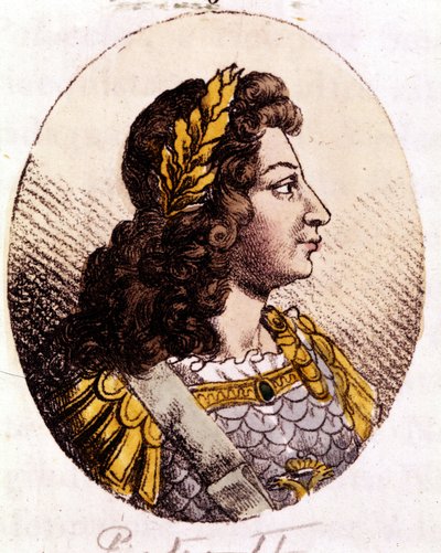 Peter II (1715 til 1730). Kejser af Rusland (1727-1730). Stik fra begyndelsen af 1800-tallet af Unknown artist