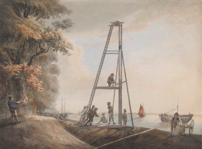 Pælekørsel på Themsens bred af Unknown artist
