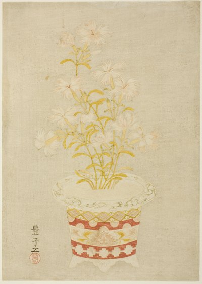 Rosa i en porcelænspotte af Unknown artist