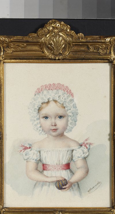 ""Portræt af storhertuginde Maria Nikolaevna (1819-1876) datter af zar Nicholas I af Rusland"" (storhertuginde Maria Nikolaevna af Rusland (1819-1876)) Akvarel fra 1820