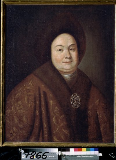 Portræt af tsarinaen Eudoxia Feodorovna Lopukhina (1669-1731), hustru til Peter I af Rusland (Portræt af zarinaen Evdokiya Feodorovna Lopukhina, hustru til zar Peter I af Rusland). Anonymt maleri. Olie på lærred, 80 x 63 cm, begyndelsen af ​​1700-tallet. s af Unknown artist