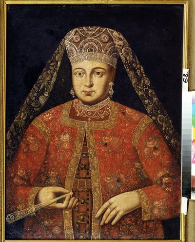 Portrait de la tsarine Marfa Matveyevna (1664-1715) (Portræt af tsarina Marfa Matveyevna). Peinture anonyme, 79 x 60 cm, debut 18e siecle. M.Tuganov Kunstmuseum for Nordossetien, Vladikavkas (rusland). af Unknown artist