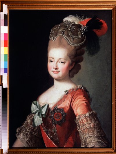 Portræt af kejserinde Maria Feodorovna (Sophie Dorothea af Württemberg) (1729-1828) (Portræt af kejserinde Maria Feodoravna, Sophie Dorothea af Württemberg). Anonymt maleri. Olie på lærred, 84,7 x 62,7 cm af Unknown artist