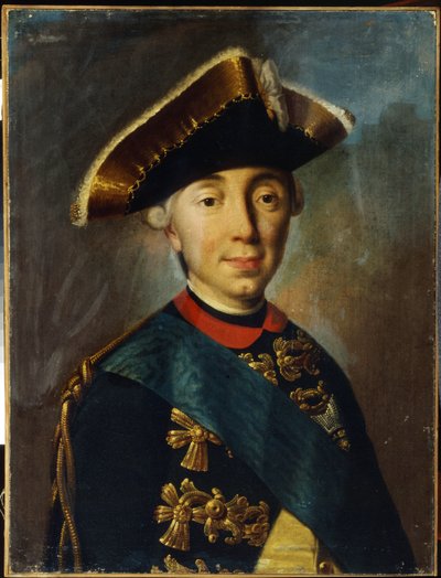Portræt af zaren Peter III af Rusland (1728-1762) (Portræt af zaren Peter II af Rusland). Peter II Fiodorovitch, eller også Charles Peter Ulrich, hertug af Holsten Gottorp, første hersker over den holstenske Gottorp-gren, som senere tog navnet Ro af Unknown artist