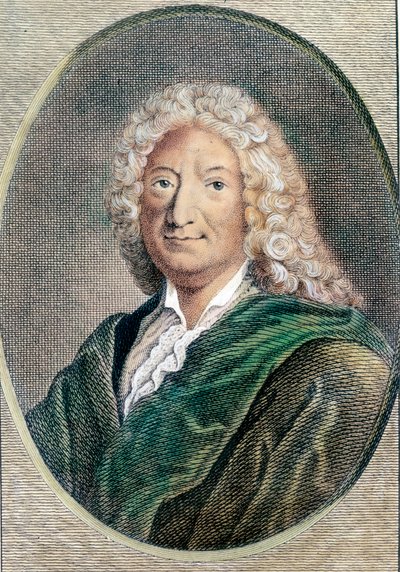 Portræt af Alain Rene Lesage (Alain-Rene Le Sage) (1668-1747), fransk forfatter. Stik af det 18. århundrede. Privat samling af Unknown artist