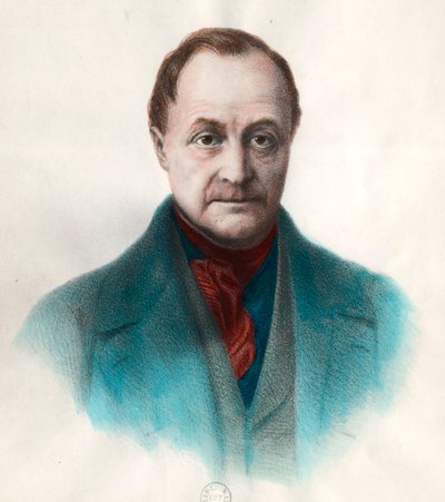 Portræt af Auguste Comte (1798 - 1857), fransk filosof. Indgravering af det 19. århundrede. Privat samling. af Unknown artist