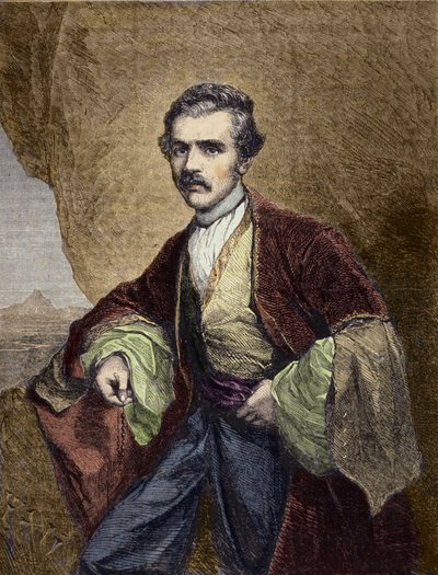 Portræt af Austen Henry Layard (1817-1894), engelsk rejsende og arkæolog. af Unknown artist
