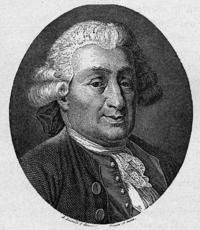 Portræt af Carlo Goldoni (1707 - 1793) italiensk tegneserieforfatter. Gravering 1800-tallet af A. Locatelli af Unknown artist
