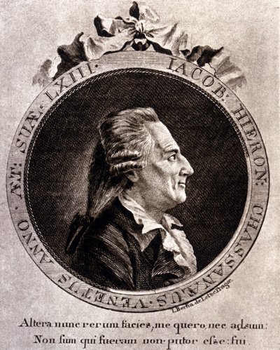 Portræt af Casanova (1725 - 1798) - portræt i frontispice, i Historien om min flugt fra fængslerne i Republikken Venedig, skrevet i Dux en Bohemia af Unknown artist