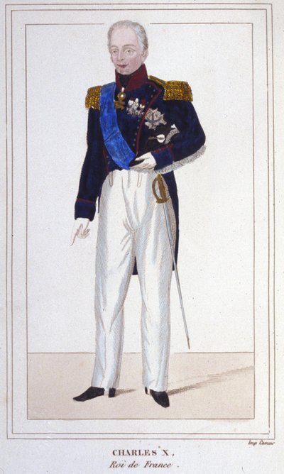 Portræt af Charles X, konge af Frankrig (1757 - 1836) gravering af 1830 af Unknown artist