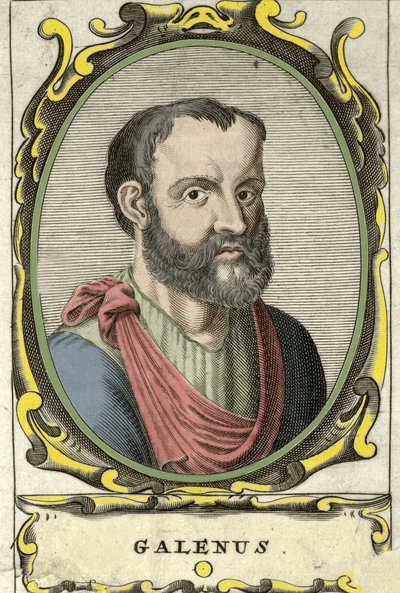 Portræt af Claude Galien (Claudio Galeno eller Claudius Galenus eller Galen, v. 131 - v. 201), græsk læge. 1700-tals gravering. af Unknown artist