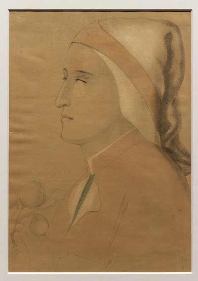 Portræt af Dante efter freskoen i Bargello-kapellet, efter 1840 (blyant, akvarel og hvidt kridt på papir) af Unknown artist
