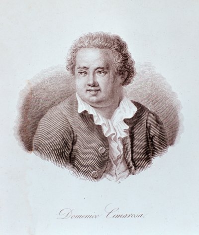 Portræt af Domenico Cimarosa (1749-1801), italiensk komponist, gravering. 1700-tallet. Milano, konservatoriets bibliotek af Unknown artist
