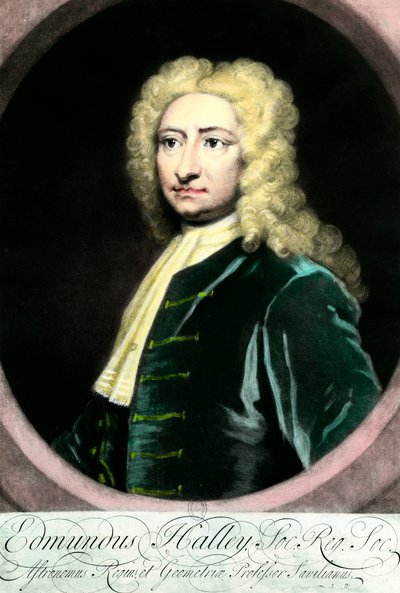Portræt af Edmond (Edmund) Halley (1656-1742), britisk astronom"" Indgravering af det 18. århundredes Collection Particuliere af Unknown artist
