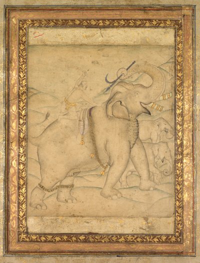 Portræt af kejser Jahangir, der rider på en elefant af Unknown artist