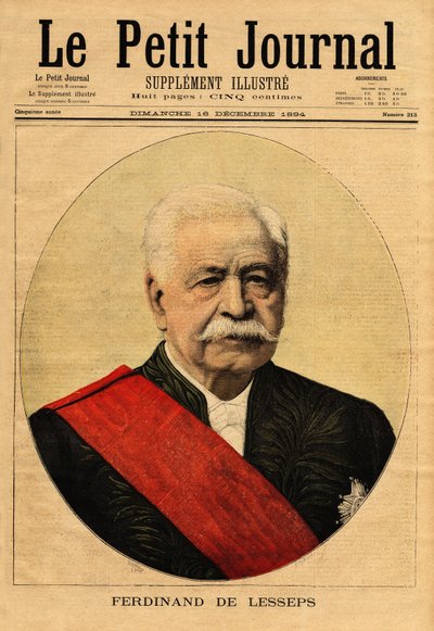 Portræt af Ferdinand de Lesseps (1805-1894), kaldet "den store franskmand", diplomat og iværksætter, han er hovedpromotoren af Suez-kanalen, som forbinder Port-Said ved Middelhavet med Suez ved Det Røde Hav (Ægypten) og Panamakanalen, som forb af Unknown artist