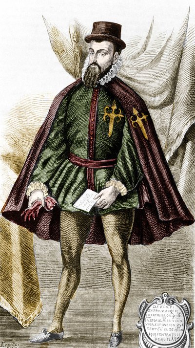Portræt af Francisco Pizarro (fr. Francois Pizarre af Unknown artist