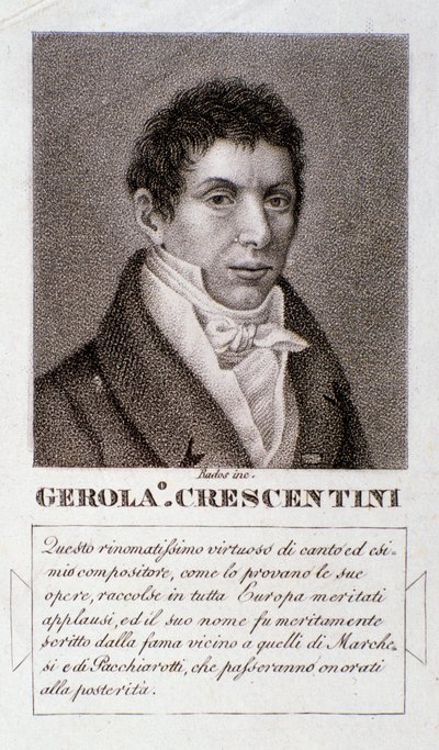 Portræt af Girolamo Crescentini (gravering) af Unknown artist