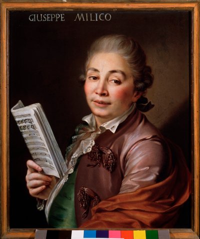Portræt af Giuseppe Millico (1737-1802) italiensk castrato Anonym maleri. Bologna fra det 18. århundrede, borgerligt musikmuseum af Unknown artist