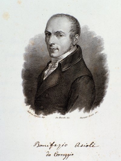 Portræt af den italienske komponist Bonifazio Asioli (gravering. 1800-tallet) af Unknown artist