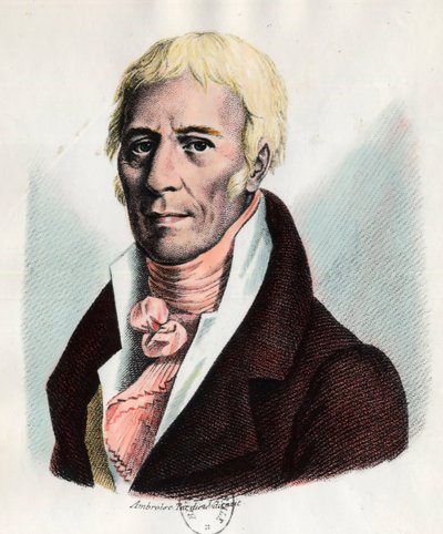 Portræt af Jean Baptiste Lamarck (1744-1829), fransk naturforsker. Indgravering af det 19. århundrede. Privat samling. af Unknown artist