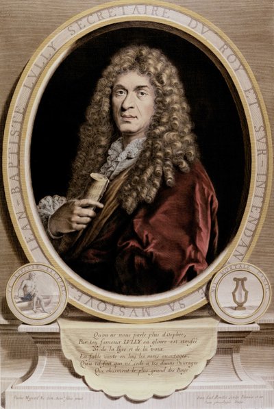 Portræt af Jean Baptiste Lully (Giovanni Battista Lulli) (1632-1687). af Unknown artist