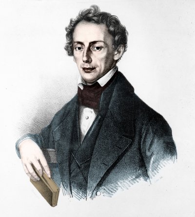 Portræt af Johann Christian Doppler (1803-1853). østrigsk fysiker. 1800-tals gravering. af Unknown artist