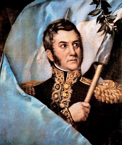 Portræt af Jose de San Martin, detalje af Unknown artist
