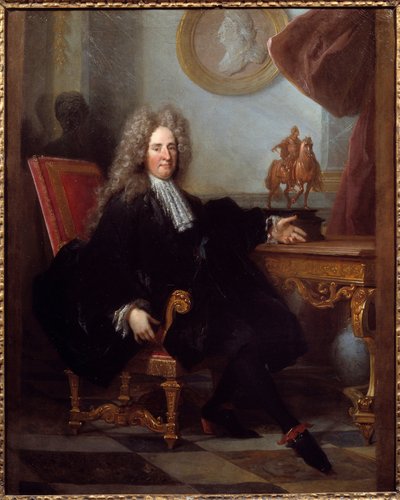 Portræt af Jules Hardouin Mansart (1646-1708) arkitekt og forstander for bygningerne af kong Louis XIV Anonym maleri. 1700 Paris, Dekorativ Kunst af Unknown artist