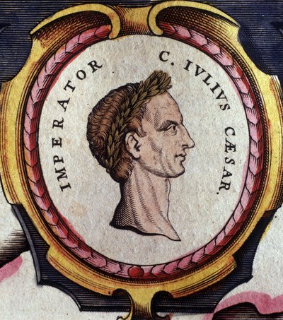 Portræt af Julius Cæsar (101 - 44 f.Kr.), romersk general og politiker. Stik fra slutningen af 1700-tallet. . Milano. af Unknown artist