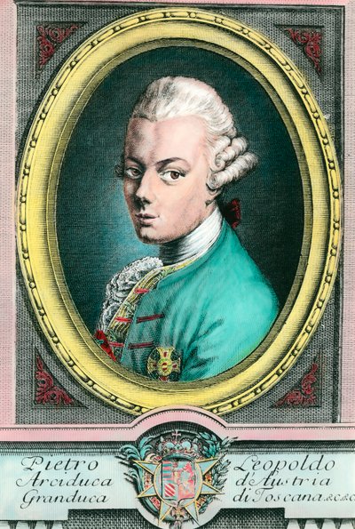 Portræt af Leopold II af Østrig, storhertug af Toscana (1747-1792). Indgravering af privatsamlingen fra det 18. århundrede af Unknown artist