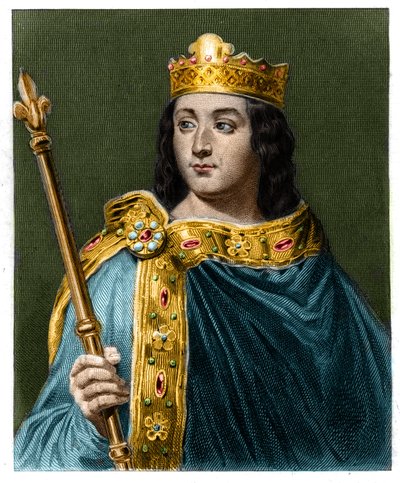 Portræt af Louis V le Faineant (967 - 987), konge af Frankrig - i "Histoire des Francais"" af Lavallee, stik, sd. af Unknown artist