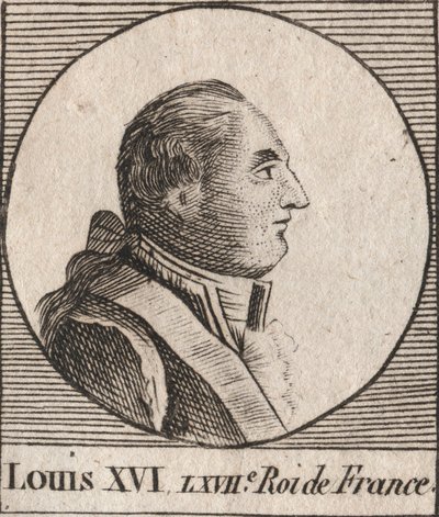 Portræt af Louis XVI (1754-1793), konge af Frankrig fra 1774 til 1791, derefter konge af franskmændene fra 1791 til 1792 - Ludvig XVI, konge af Frankrig og Navarra fra 1774 til 1791, derefter konge af franskmændene fra 1791 til 1792 - gravering fra "Instru af Unknown artist