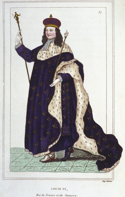 Portræt af Louis XV (1710 - 1774), konge af Frankrig, gravering fra 1830 af Unknown artist