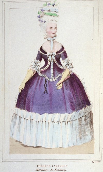 Portræt af Mademoiselle de Fontenay eller Teresa (Theresa eller Terezia) Cabarrus, kendt som Madame Tallien (Talien) (1773-1835), Marquise de Fontenay. Indgravering 1830 af Unknown artist