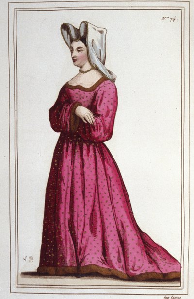 Portræt af Marguerite de Sassenage, Lady of Beaumont (1449 ca - 1491). Ludvig XI. Stik fra 1830. af Unknown artist