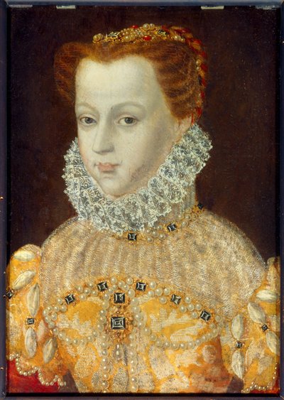 Portræt af Marie Stuart (1542-1587) Dronning af Frankrig og Skotland Anonymt maleri fra det 16. århundrede. Museum of Conde Chantilly af Unknown artist