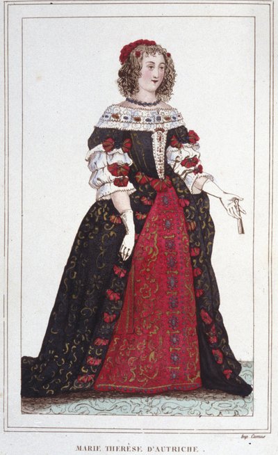 Portræt af Marie Therese af Østrig (1638 - 1683), dronning af Frankrig. af Unknown artist